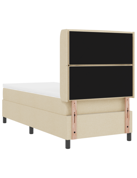 Letto Box Spring con Materasso e LED in Crema, 90x200 cm in Tessuto
