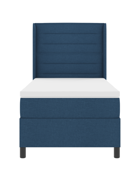 Letto Box Spring  con materasso e LED blu 90x200 cm in tessuto