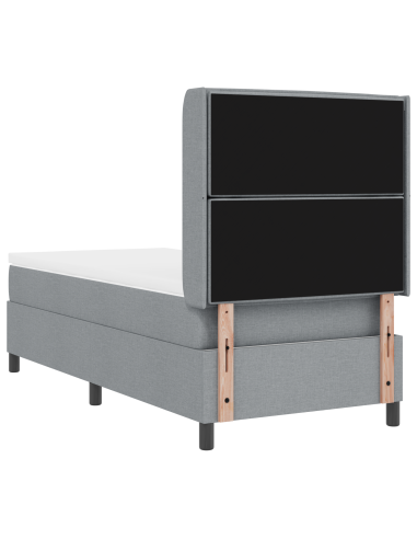 Letto a Sorgente LED Grigio chiaro 100 x 200 cm Tessuto