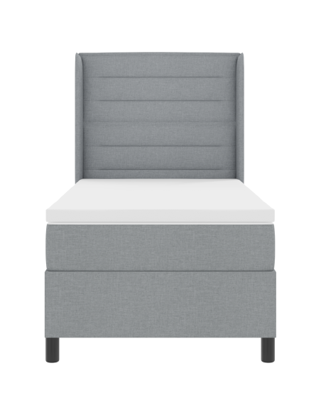Letto con Rete a Molla e Materasso con LED Grigio Chiaro 100x200 cm Tessuto