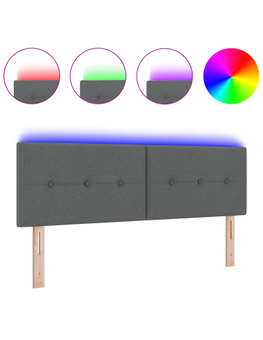 Testiera LED con testiera Grigio scuro 144 cm Poliestere