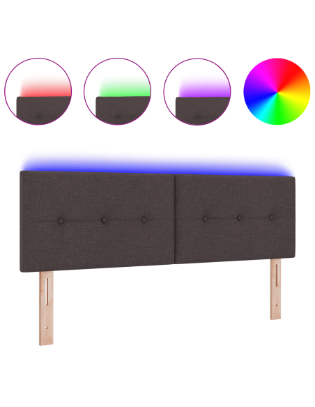 Testiera LED con testiera Marrone Scuro 144 cm Poliestere