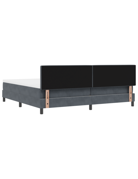Letto Box Spring  con Materasso e LED Grigio Scuro 200x200 cm Velluto