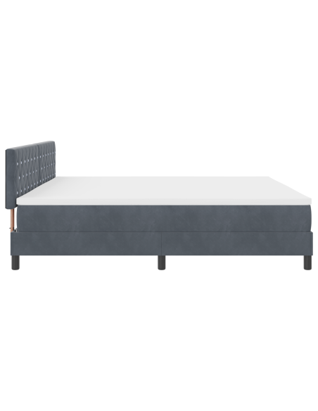 Letto Box Spring  con Materasso e LED Grigio Scuro 200x200 cm Velluto