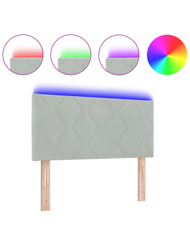 Testiera LED Grigio chiaro 100 cm Pelle Sintetica