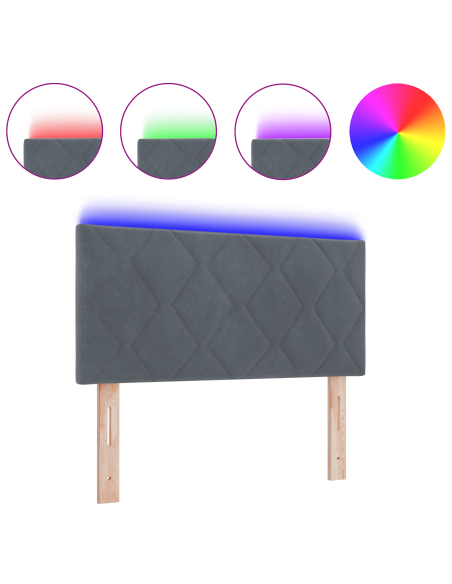 Testata LED  Design a Blocchi di Diamante Grigio Scuro, 100 cm in Velluto
