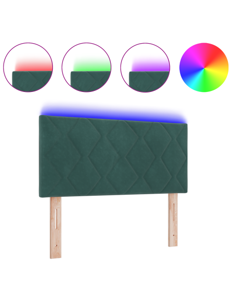 Testata LED  Design Blocchi di Diamante Verde Scuro 100 cm Velluto