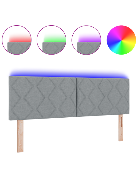 Testata LED  Design a Blocchi Diamantati Grigio Chiaro 144 cm Tessuto