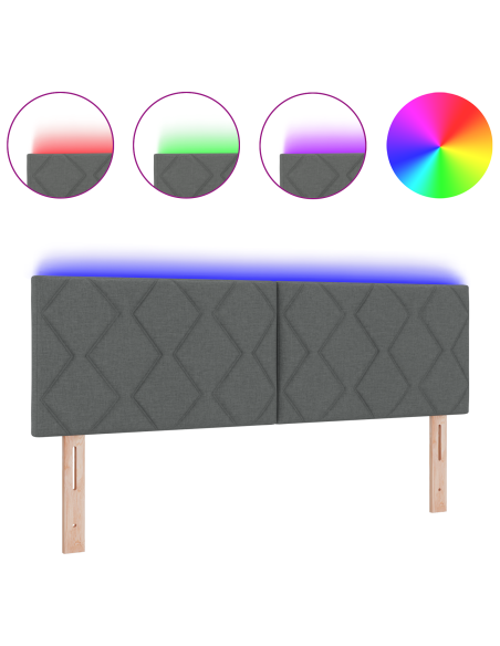 Testata LED  Design a Rombi Grigio Scuro 144 cm Tessuto