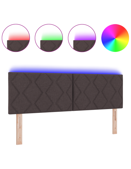 Testata LED  Design Rombi Marrone Scuro 144 cm Tessuto