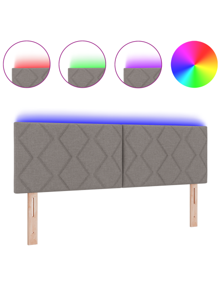 Testata LED  Design a Blocchi di Diamante Tortora 144 cm Tessuto
