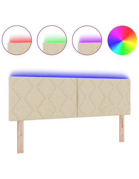 Testata LED  Design a blocchi di diamante panna 144 cm tessuto