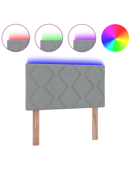 Testata LED  Design a Rombi Grigio Chiaro 100 cm Tessuto