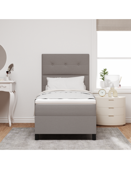 Letto con Box Spring con Materasso & LED Taupe 90x190 cm Tessuto