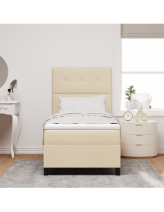 Letto a molle con materasso con led Crema 100 x 200 cm Tessuto