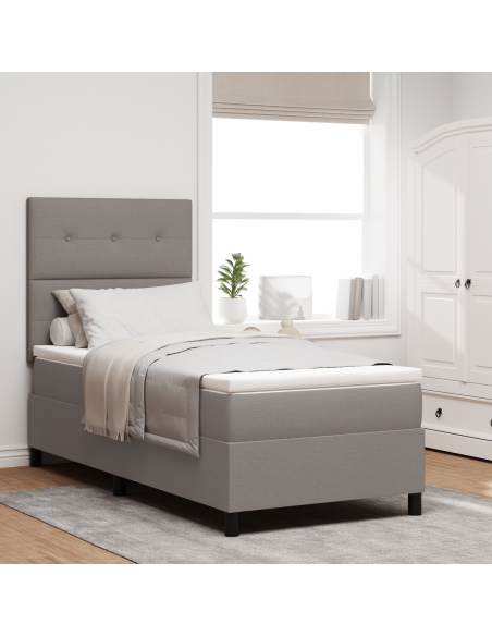 Letto con Box Spring con Materasso & LED Taupe 90x190 cm Tessuto