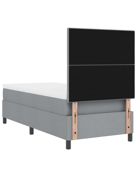 Letto con Box Spring e Materasso & Luce LED Grigio Chiaro 90x200 cm Tessuto