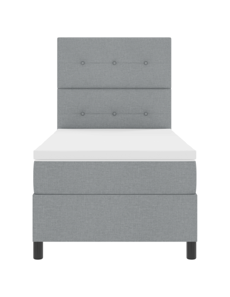 Letto con Box Spring e Materasso & Luce LED Grigio Chiaro 90x200 cm Tessuto