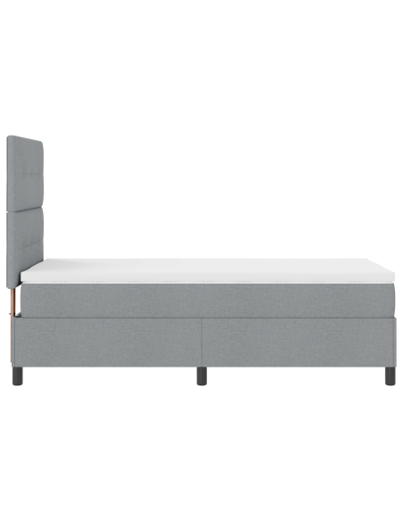 Letto con Box Spring e Materasso & Luce LED Grigio Chiaro 90x200 cm Tessuto