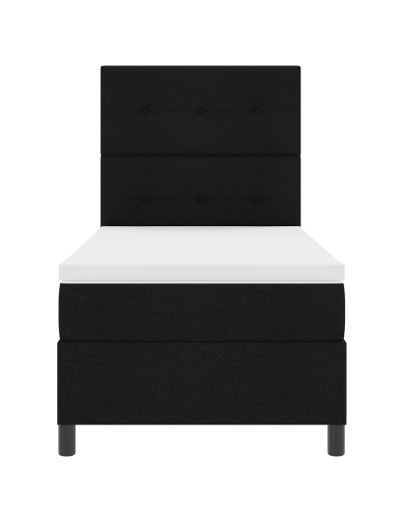 Letto a molle con materasso con led Nero 90 x 200 cm Tessuto