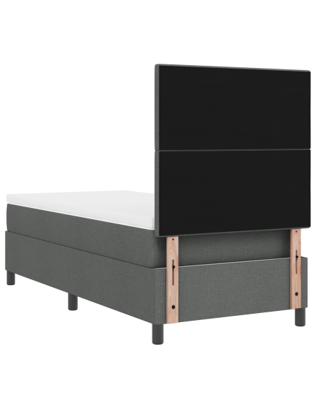 Letto Box Spring con Materasso e LED Grigio Scuro 100x200 cm Tessuto