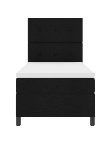 Letto a molle con materasso con led Nero 100 x 200 cm Tessuto