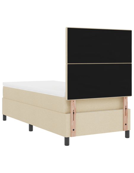 Letto con Rete a Molle con Materasso e LED Crema 100x200 cm Tessuto