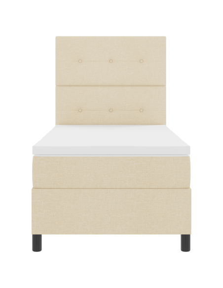 Letto con Rete a Molle con Materasso e LED Crema 100x200 cm Tessuto