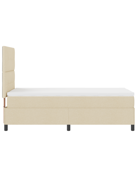 Letto con Rete a Molle con Materasso e LED Crema 100x200 cm Tessuto