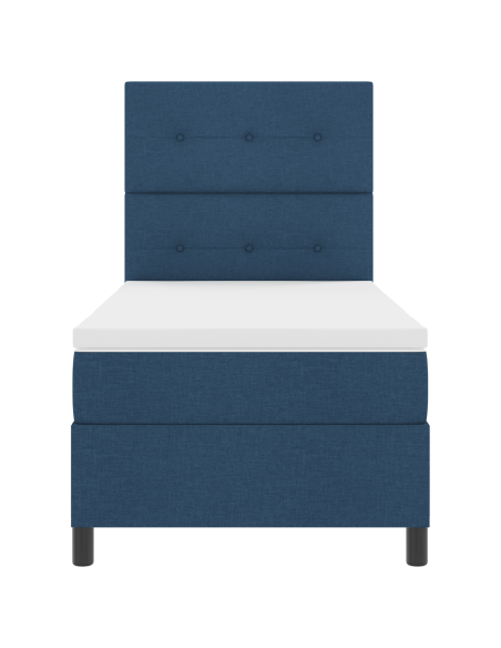 Letto con Box Spring e Materasso & LED Blu 100x200 cm in Tessuto