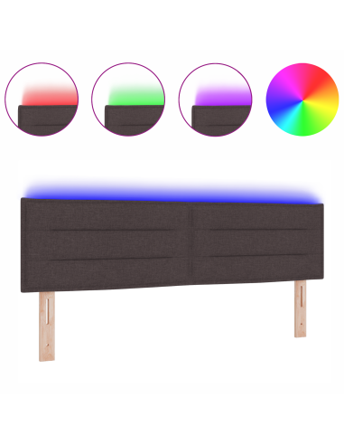 Testiera LED con testiera Marrone Scuro 160 cm Poliestere