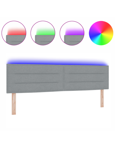 Testiera LED con testiera Grigio chiaro 180 cm Poliestere