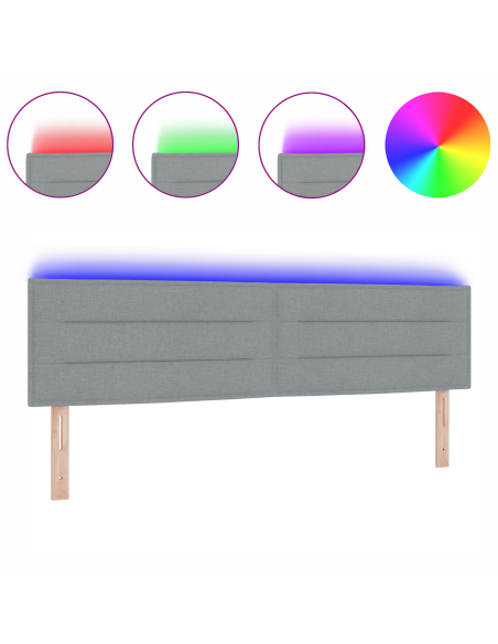 Testiera LED con testiera Grigio chiaro 180 cm Poliestere