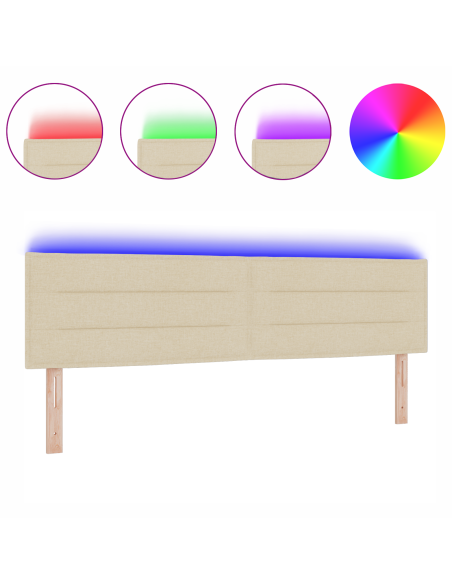 Testiera LED con luci a strisce a LED Crema 180 cm Poliestere