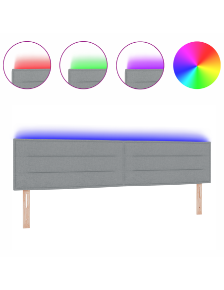 Testiera LED con testiera Grigio chiaro 200 cm Poliestere