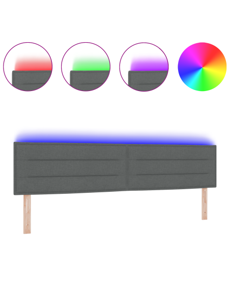 Testiera LED Design Linee Grigio Scuro 200 cm Tessuto