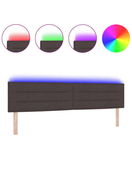 Testiera LED con testiera Marrone Scuro 200 cm Poliestere