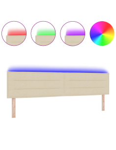 Testiera LED con luci a strisce a LED Crema 200 cm Poliestere 2