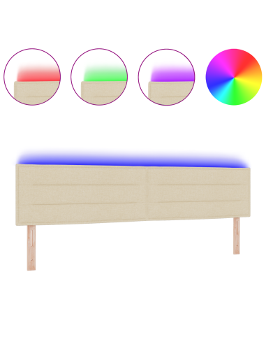 Testiera LED con luci a strisce a LED Crema 200 cm Poliestere