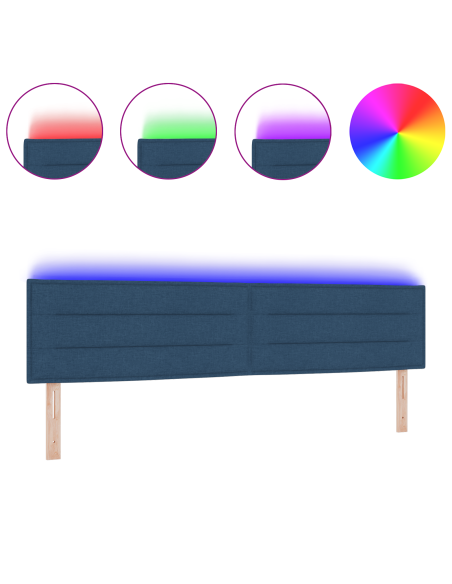 Testiera LED con luci a strisce a LED Blu 200 cm Poliestere