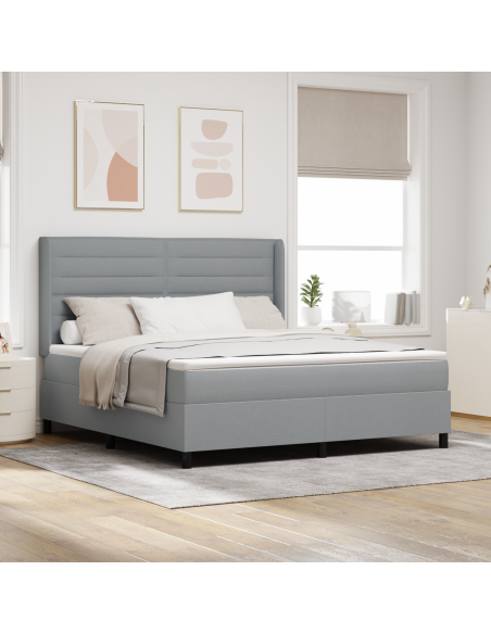 Letto con Box Spring e Materasso Grigio Chiaro 180x200 cm Tessuto