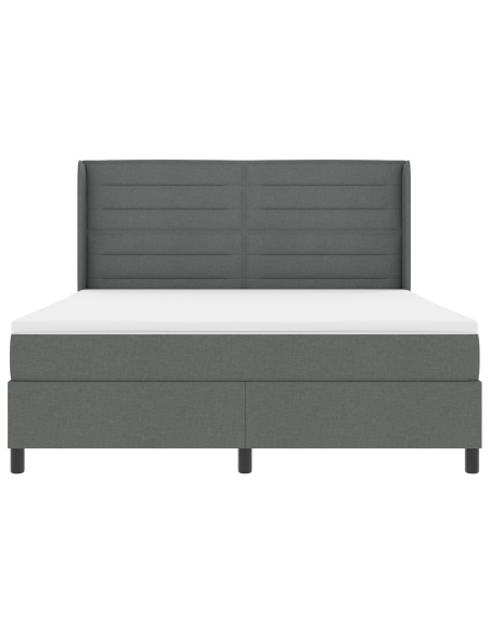 letto a box spring  con materasso grigio scuro 180x200 cm in tessuto