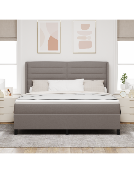 Letto box spring con materasso tortora 180x200 cm in tessuto