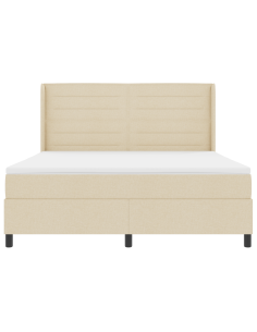 Letto a molle con materasso Crema 180 x 200 cm Tessuto