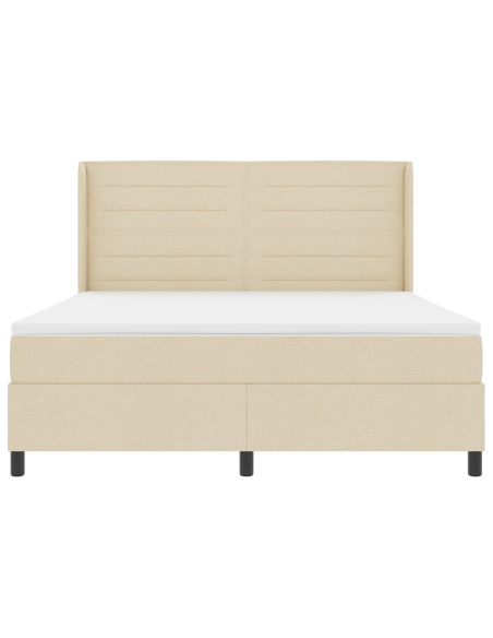 Letto a molle con materasso Crema 180 x 200 cm Tessuto