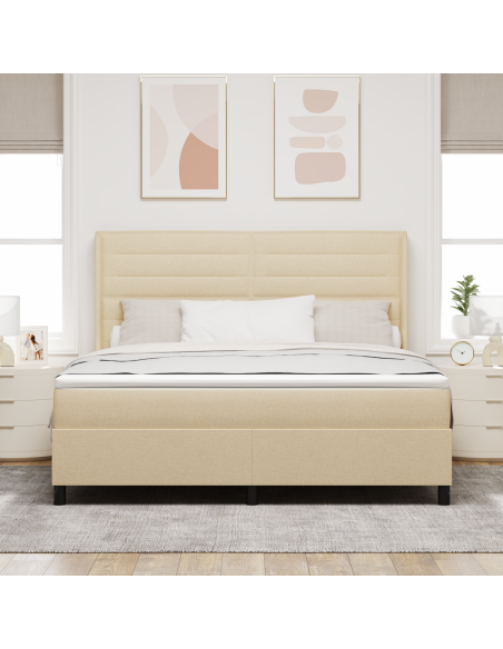 Letto Box Spring con Materasso Cream 180x200 cm Tessuto