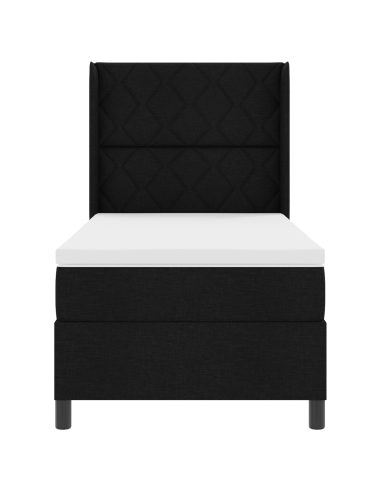 Letto a molle con materasso Nero 100 x 200 cm Tessuto