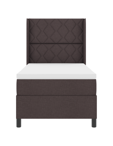 Letto a molle con materasso Marrone scuro 100 x 200 cm Tessuto