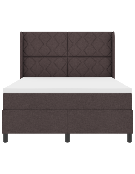letto matrimoniale con rete a molle e materasso  marrone scuro 140x200 cm in tessuto
