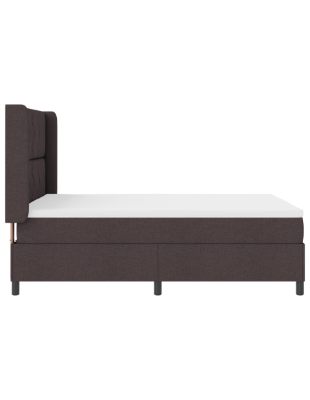 letto matrimoniale con rete a molle e materasso  marrone scuro 140x200 cm in tessuto